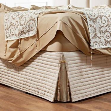 Imagem de Saia Box Casal Bruxelas matelassê 100% Poliéster - Bege - Lilly Home E