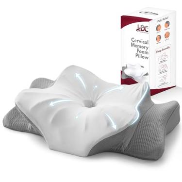 Imagem de LUX Decor Almofada de espuma viscoelástica cervical, travesseiro ortopédico de pescoço com altura ajustável, capa refrescante e respirável, design de borboleta para dormir confortável, travesseiro de
