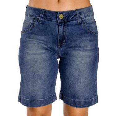 Imagem de Bermuda Jeans Pespontos Destonada Detalhes Dourados Realist 46-Feminino