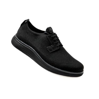 Imagem de CANLES ModernistLook Glideo Sapato social masculino de malha com suporte de arco bico largo respirável para fascite plantar e alívio de dores nos pés, Noir, 8.5 Wide