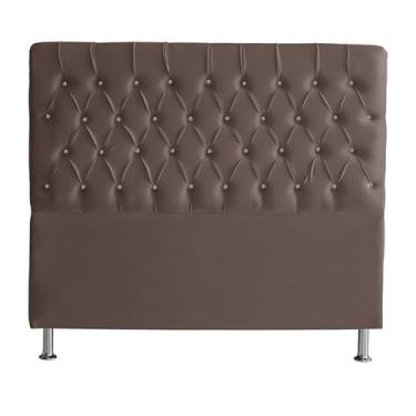 Imagem de Cabeceira De Cama Box Bella Casal 140 cm Suede Botão Cristal Rosê Eli 