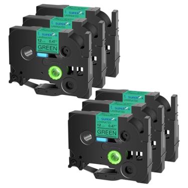 Imagem de USUPERINK 6 pacotes compatíveis com fita adesiva Brother P-Touch TZe-731 TZ-731 TZe731 TZ731 Preto sobre Verde 12 mm 1/5.1 cm 0.47" x 8.0 m Fita de etiqueta TZe TZ laminada para PT-H300LI P700 P710BT