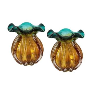 Imagem de Kit 2 Vasos Trouxinhas de Murano - Laradore Verde e Âmbar
