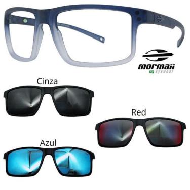Imagem de Oculos Mormaii Swap 5 6127 DL6 Cinza Degrade Com 3 Clipons, Cinza, Azu