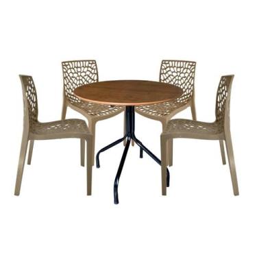 Imagem de Jogo Mesa Moema 80X80 Imbuia Com 4 Cadeiras Gruvyer Cafeteria Restaura