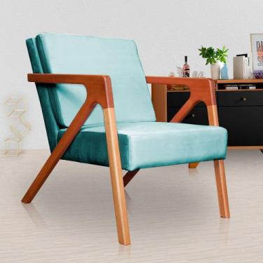 Imagem de Poltrona  Decorativa monalisa belo tok - veludo Azul Turquesa