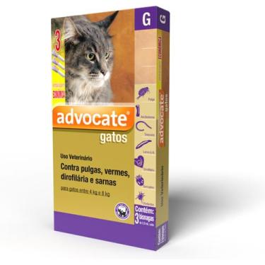 Imagem de Advocate Elanco 0,8 mL para Gatos de 4 a 8 Kg - 3 Bisnagas