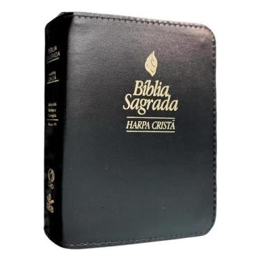 Imagem de Bíblia sagrada  pequena  harpa cristã  zíper e índice  arc