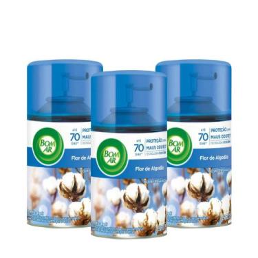 Imagem de Refil Desodorizador Bom Ar Flor De Algodão Kit C/ 3 Unidades