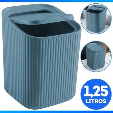 Imagem de Lixeira 1,25 Litros Pia Cozinha Tampa Bancada Banheiro Lavabo Moderno 
