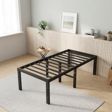 Imagem de Novilla Estrutura de cama solteiro, plataforma de metal simples de 45,7 cm, estrutura de cama de solteiro com armazenamento embaixo da cama, sem necessidade de mola box, suporte de ripas de aço