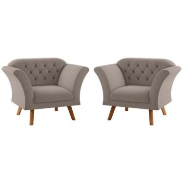 Imagem de Conjunto Poltrona Decorativa Roseira Inca Sépia  - CasaH