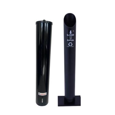Imagem de Kit Suporte Porta Copo Descartável Água 200ml + Lixeira Pvc