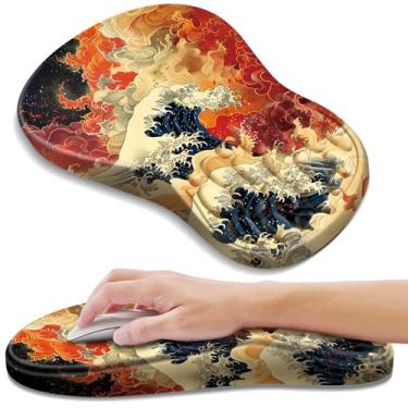 Imagem de YIWEI Mouse pad ergonômico com suporte para descanso de pulso, mousepad com descanso de pulso de espuma viscoelástica confortável e base de poliuretano antiderrapante para alívio da dor, computador