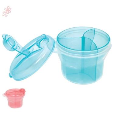 Imagem de Pote Porta Leite Em Pó Dosador Com Divisória Rosa Buba Azul