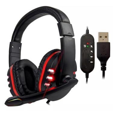Imagem de Headset Gamer USB com LED RGB, Microfone, Som Surround 7.1, Alto-Falante 40mm, Compatível com PC, Console e Smartphone (Vermelho)