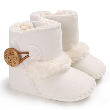 Imagem de Botas de Neve Premium para Bebês IsBasic Sola de Borracha Antiderrapante para Meninos e Meninas Inverno Calçados de Berço, A/White, 12-18 Months Toddler