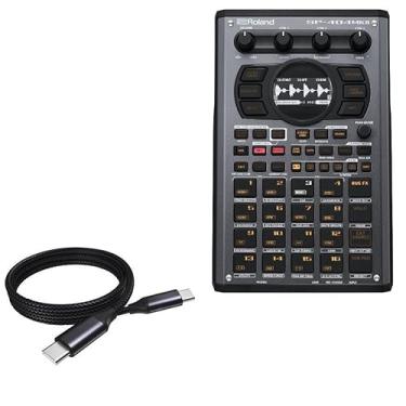 Imagem de Cabo BoxWave compatível com Roland SP-404 MKII (cabo da BoxWave) – Cabo DirectSync PD (0,90 m) – USB-C para USB-C (100 W), tipo C trançado, cabo de carregamento e sincronização para Roland SP-404 MKII – Preto