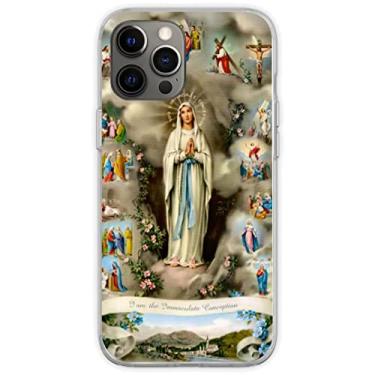 Imagem de JeeiJ Capa de telefone compatível com iPhone 14 Imaculada Maria Religiosa Conceição Cristã Religião Religião Virgem Católica Cristianismo Silicone à Prova de Choque