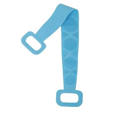 Imagem de Escova De Banho Faixa Silicone Costas Esponja Bucha Esfoliar (Azul)