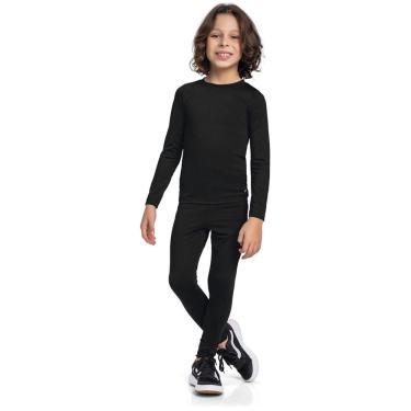 Imagem de Pijama Térmico Infantil Segunda Pele Preto Fakini