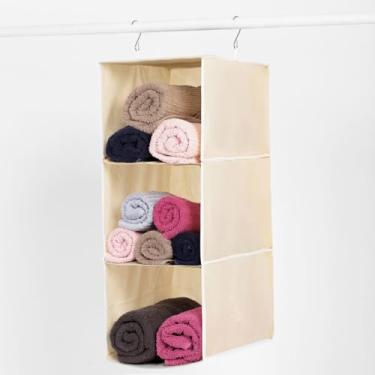 Imagem de Prateleira Dobrável 3 Divisórias Organizador camiseta Closet Armário (Off)