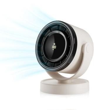 Imagem de R ROMANJOY Ventilador De Mesa Pequeno Escritório 4 Velocidades, Silencioso Para Resfriamento E Sono, Parede Com Visor Digital Cozinha/Banheiro, Recarregável Sem Fio Giratório 360° Acampamento Ao Ar