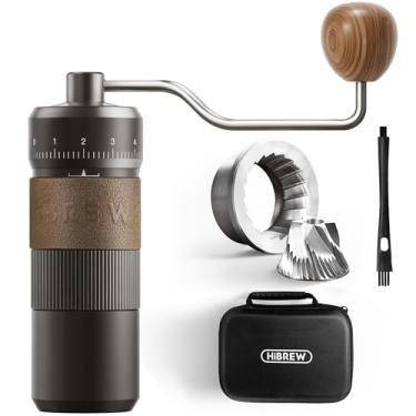 Imagem de HiBREW Moedor de café manual G4B com mostrador externo ajustável - moedor de rebarba cônico de alumínio, configurações numéricas e estojo de viagem, moagem grossa a fina para café expresso despeje