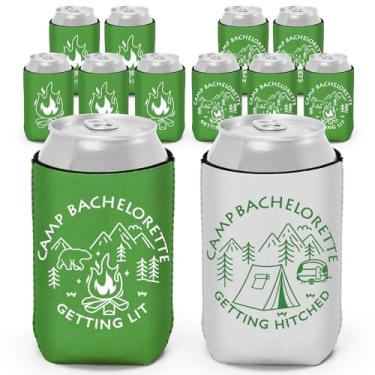 Imagem de CiyvoLyeen 12 Peças De Refrigeradores Para Despedida Solteira Em Acampamento, Decorações Neoprene Espesso, Mangas Porta-Copos Com Isolamento, Lembrancinhas Festa Temática Presente Solteira, Casament