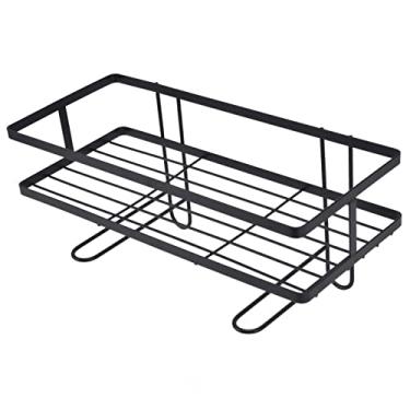 Imagem de Armário De Armazenamento Sobre O Vaso Sanitário, Organizador De Metal Para Banheiro Instalação Sem Furadeira à Prova D'água Rack Para Armazenamento Doméstico Com Ganchos (Preto)