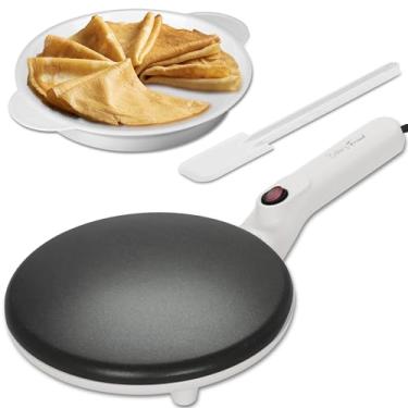 Imagem de Baker's Friend Máquina De Crepe Instantânea Com Alça, Máquina De Crepe Elétrica, Creperia Elétrica, Superfície De Cozimento Antiaderente De 8 Polegadas, Branco Cremoso