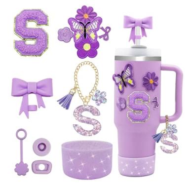 Imagem de XIANGYUAN Conjunto de 12 peças de acessórios para copo Stanley Cup 850 g 1,134 g copo com alça, incluindo capa de canudo de silicone e bota, tampa à prova de derramamento, pingentes Stanley, pingente