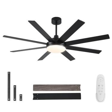 Imagem de putroad Ventiladores De Teto Com Luzes E Controle Remoto, Ventilador De Teto Moderno Preto De 62 Polegadas Com Luz Para Sala De Estar, Cozinha E Pátio, 6 Velocidades, Reversível, Temporizador, 3 Cc
