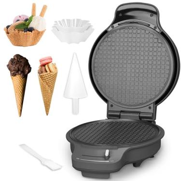 Imagem de Baker's Friend Máquina De Fazer Casquinha De Waffle Com Controle De Escurecimento, Máquina De Fazer Tigela De Waffle Antiaderente, Máquina De Fazer Casquinha De Sorvete De 7,5", Máquina De Waffle F