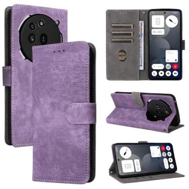 Imagem de Pzwoxukhov Capa compatível com Nothing Phone 3A Pro, couro PU, capa flip roxa