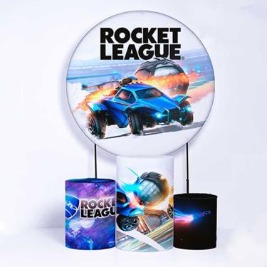 Imagem de Kit Painel de Festa Redondo e Trio de Cilindros Rocket League - Fera Print
