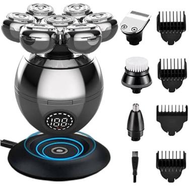 Imagem de Upgrade 7 Heads Barbeador elétrico masculino 5 em 1 para homens carecas, barbeador elétrico multifuncional para homens, kits de aparador de cabelo recarregável sem fio para viagem