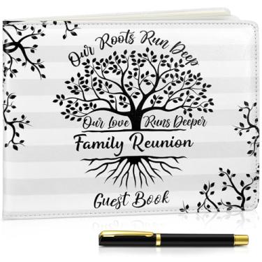 Imagem de Patelai Decorações de livro de visitas de aniversário de casamento placa de livro de convidados de casamento lembrança alternativa dia de comemoração lembrancinhas de festa com caneta, 112 páginas (na