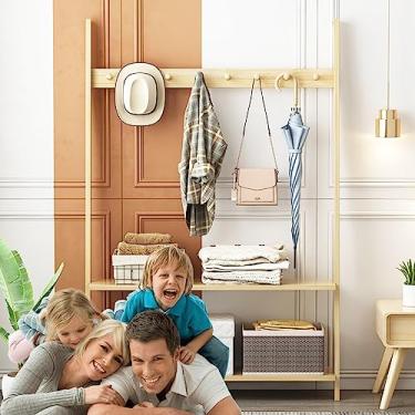 Imagem de Rack de roupas dourado, loja de roupas, expositor de varejo, cabide independente comercial para pendurar roupas, prateleira de armazenamento organizadora resistente/cor dourada/L120*