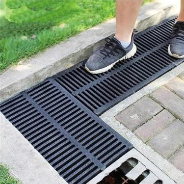 Imagem de Tampas De Drenagem Externa Resistente Polímero Plástico Canal Ralo Grade, Tampa De Drenagem Externa Preta Para Quintal Parque à Beira Da Estrada Porão, Gr, 50x50x3cm/19 3/4"x19 3/4"x1 1/8"