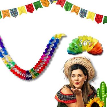 Imagem de Enfeite Junino Guirlanda Dupla Papel 3m Festa Junina Decorar - Junino 