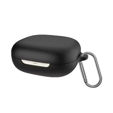 Imagem de VAEKNVG Capa de silicone para SHOKZ OpenFit 2, capa protetora à prova de choque com acessórios para chaveiro (preto)