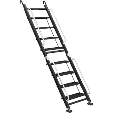 Imagem de Escadas De Liga De Alumínio, Escadas Dobráveis, Design Antiderrapante Inferior, Escada De Andaime Multifution, Escada De Fuga De Incêndio, Para Segurança Doméstica Emergente, One Color, 250cm/98