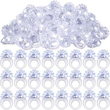 Imagem de Leyndo 150 anéis de LED iluminados por LED, anéis de borracha de gelatina irregular, anel que brilha no escuro, luzes de dedo para crianças, artigos de festa de Natal, shows de concertos (branco