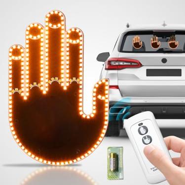 Imagem de Luz de gesto manual do carro para Road Rage, placa de LED para janela traseira do carro, luz de dedo para carro com controle remoto, acessórios divertidos de carro com 3 modos