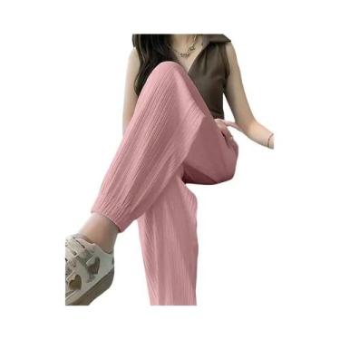 Imagem de Calça Harém Feminina Slim - Perna Larga, Cintura Elástica e Compriment