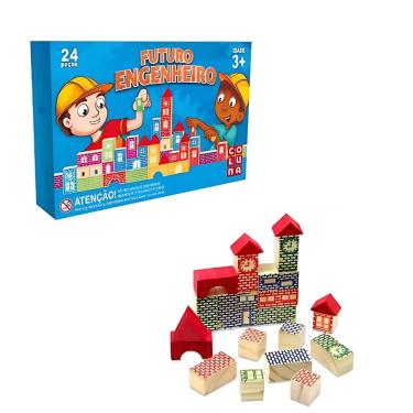 Imagem de Brinquedo Blocos De Montar De Madeira Futuro Engenheiro 24 Peças