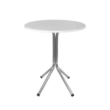 Imagem de Mesa Bistrô Baixo Cromado com Tampo Redondo Branco - Fortmix