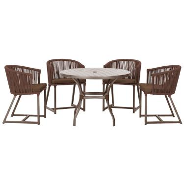 Imagem de Mesa com 4 Cadeiras de Jantar Roma 100cm e Noronha em Aluminío