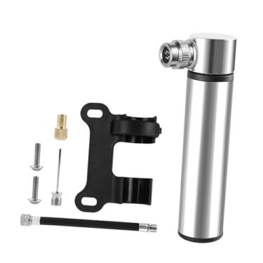 Imagem de UGPLM Bomba de pneu de 120 PSI Mini bomba de bicicleta Futebol Basquete Vôlei Barril telescópico CNC Universal Leve Inflador de Bolas, Prata E Suporte